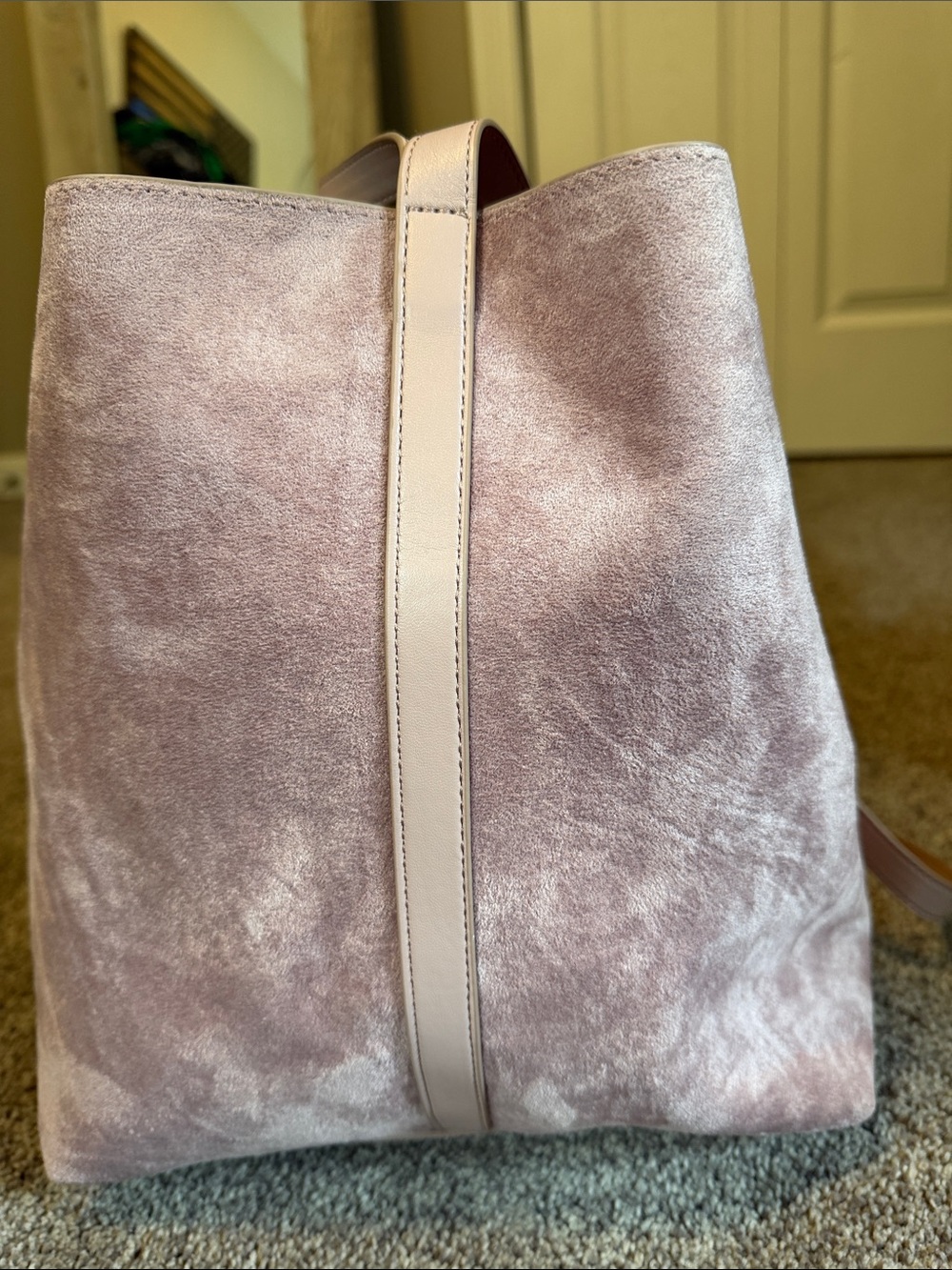 Plush Pink Velvet Tote Bag with Pale Pink Trim